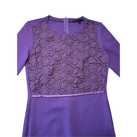 Weekend Max Mara Burgundy Provinom Jersey Lace Top Dress Sz M - Picture 7 of 10